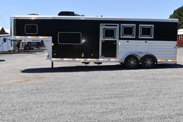 2017 Exiss Escape 7308LQ 3 Horse Trailer with 8′ Short Wall - Image 3