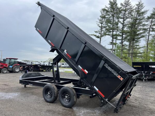 2024 RawMaxx Trailers 7X16 14K Powder Coated Dump w/ Tarp Kit - Image 3