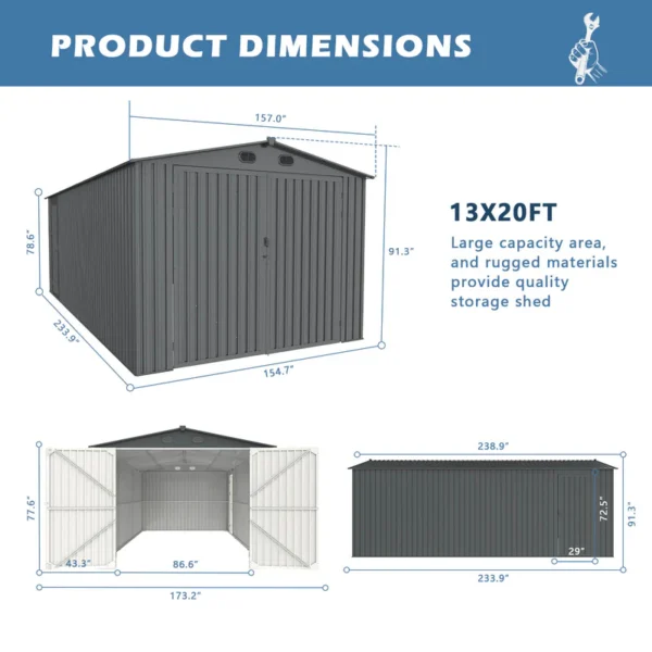 Metal Storage Shed 13x20 - Image 2