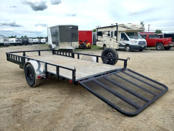 2024 PJ Trailers 7x14 Powder Coated Open Utility w/Rear Ramp Gate, ATV Side Loading Ramps - Image 3